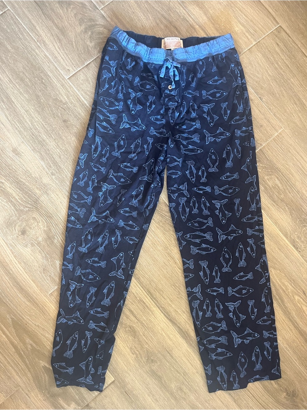 Merona Navy Lounge Joggers with Light Blue Fish Print